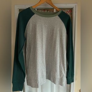 Eddie Bauer Green and Gray Long-Sleeved Legend Wash Shirt, Size Large